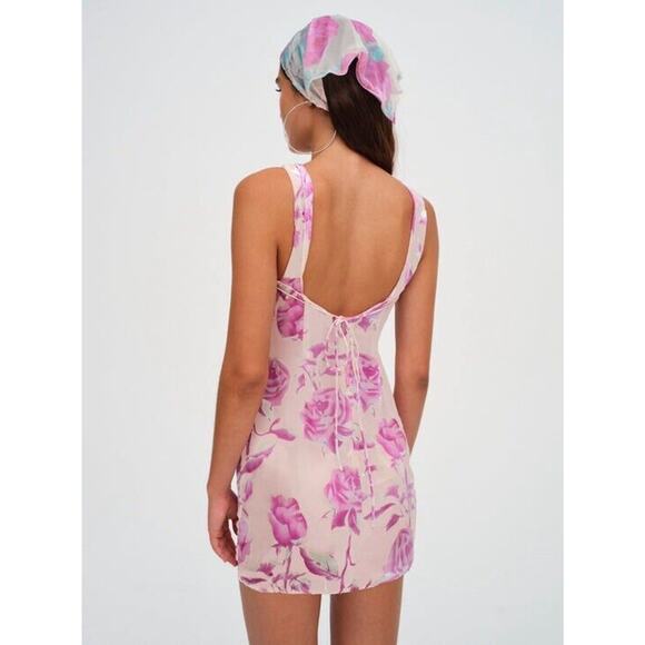 For Love And Lemons Rori Mini Dress Sheer Burnout Velvet Roses Print Sz S READ - Picture 7 of 13